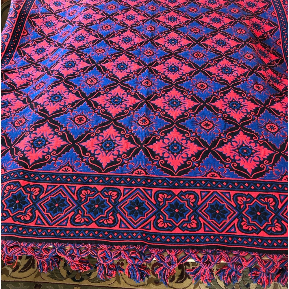 70’s Reversible Woven Cotton Tapestry Blanket